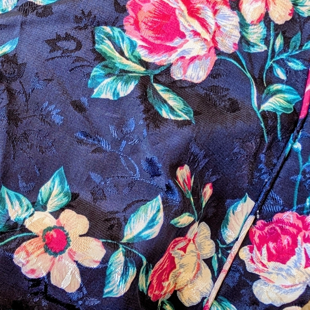 Vintage Erika Taylor Floral Satin Kimono Robe Duster Cottagecore Lounge Boho M - Picture 8 of 11